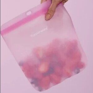 Tupperware Pastel Pink Ultimate Silicone Slim Bag Large Multiuse Durable Stylish